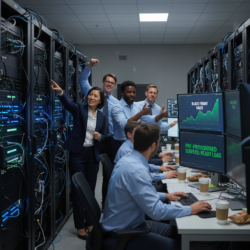Image showing a Black Friday sales spike with pre-provisioned servers ready