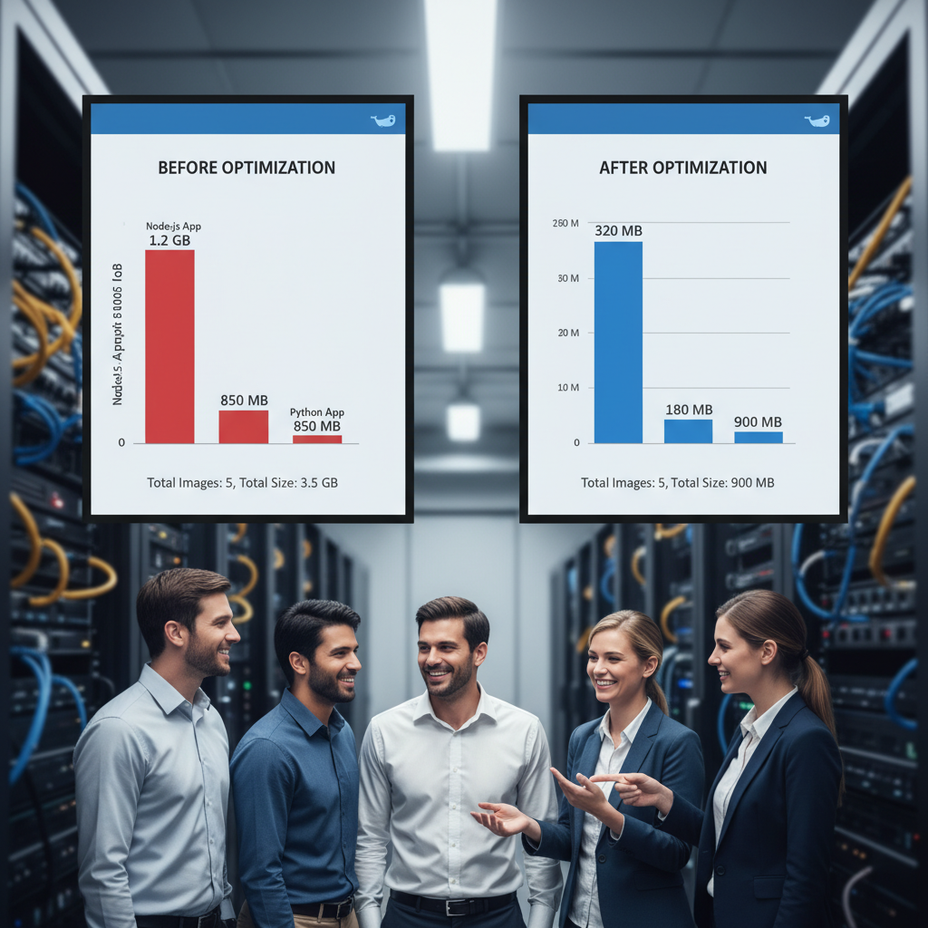 comparison of Docker image sizes before and after optimization
